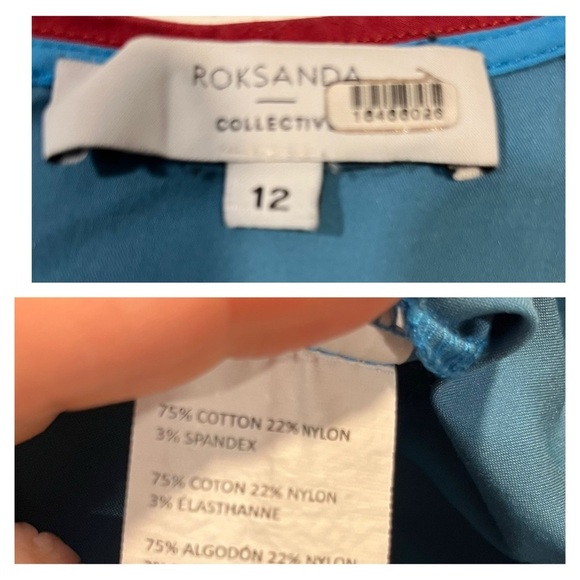 ROKSANDA COLLECTIVE Dress Blue Midi Size 12 Sleeveless Cotton V-Neck Casual EUC - Picture 16 of 16